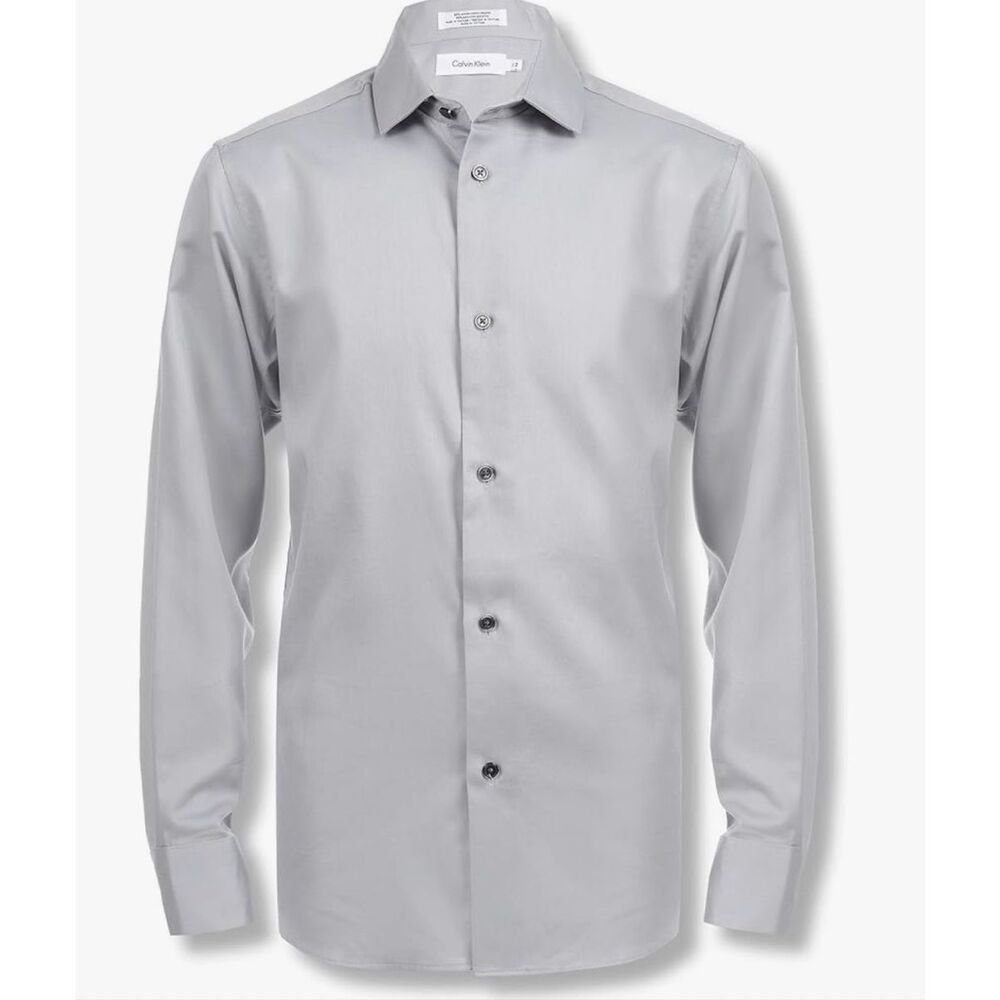 Calvin Klein boys Long Sleeve Sateen Dress Shirt Button down With Cuffs & Shirtt